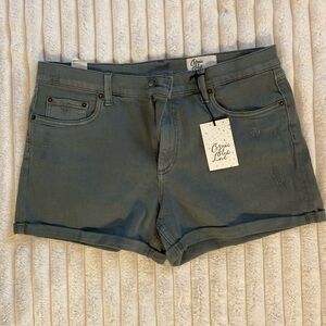 Cosmic Blue Love Olive Green Shorts